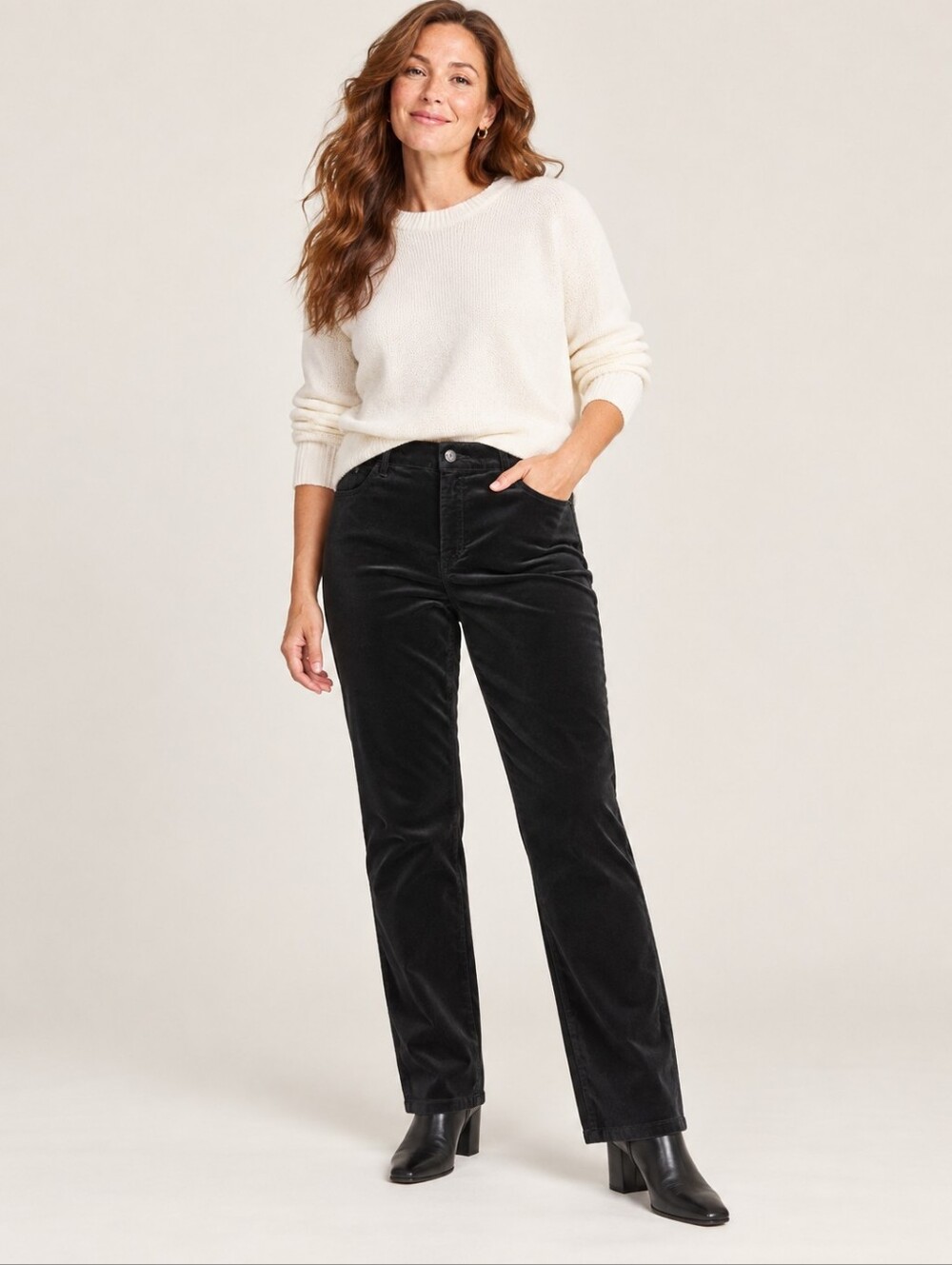 ❤️ NWT! TALBOTS HIGH RISE STRAIGHT LEG PANTS / JEANS IN BLACK VELVET, 14WP